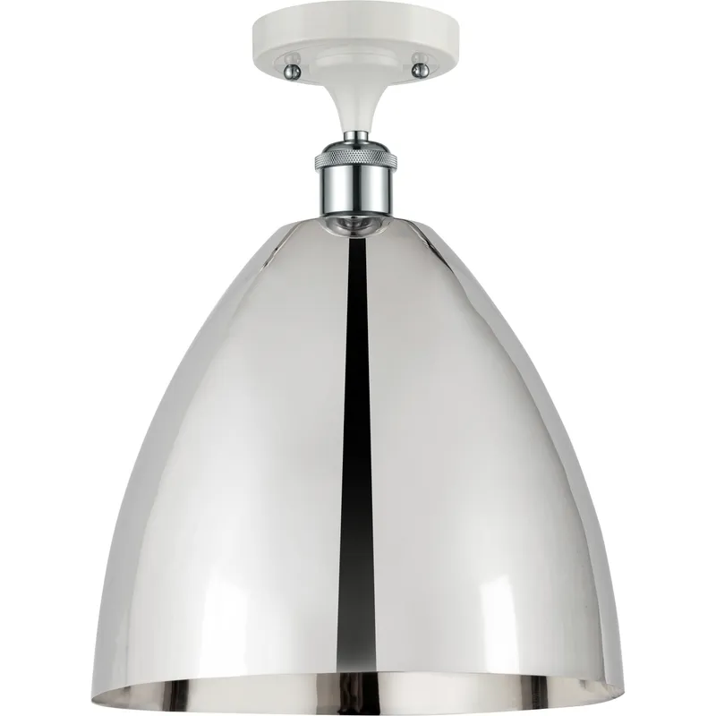 Ballston Dome 1 Light 12 inch White and Polished Chrome Semi-Flush Mount Ceiling Light