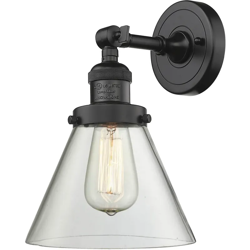 Franklin Restoration Large Cone 1 Light 8 inch Oil Rubbed Bronze Semi-Flush Mount Ceiling Light in Clear Glass, Franklin Restoration