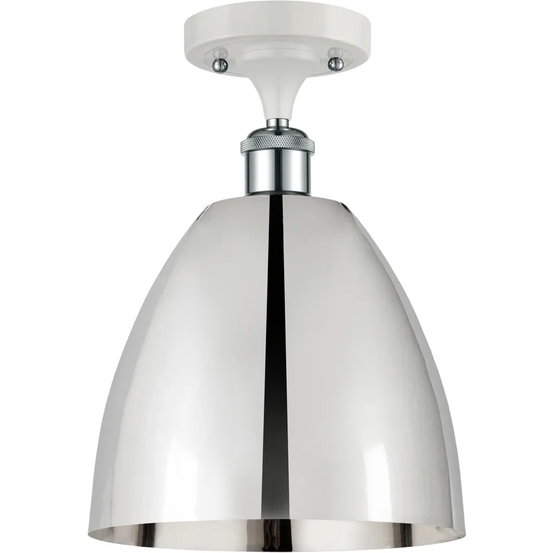 Ballston Dome 1 Light 9 inch White and Polished Chrome Semi-Flush Mount Ceiling Light