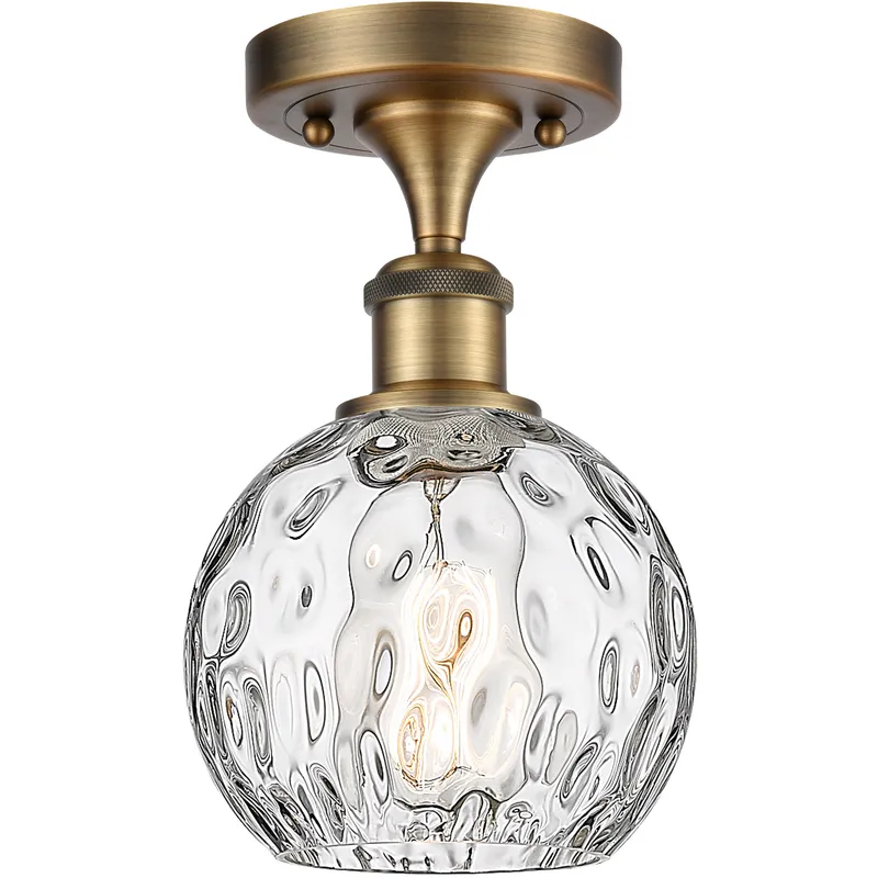 Athens Water Glass 1 Light 6 inch Brushed Brass Semi-Flush Mount Ceiling Light