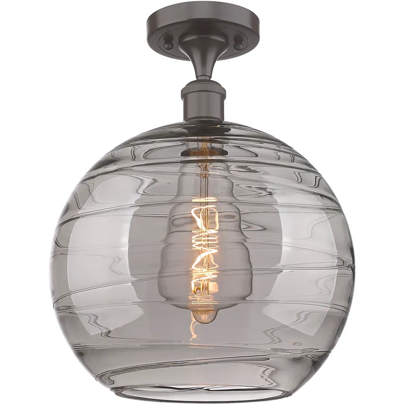 Ballston Athens Deco Swirl 1 Light 12 inch Oil Rubbed Bronze Semi-Flush Mount Ceiling Light