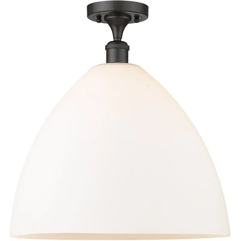 Ballston Dome 1 Light 16 inch Oil Rubbed Bronze Semi-Flush Mount Ceiling Light in Matte White Glass