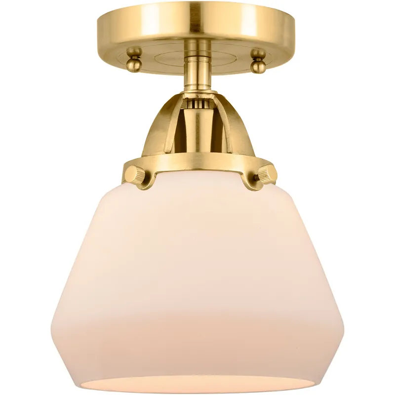 Nouveau 2 Fulton LED 6.75 inch Satin Gold Semi-Flush Mount Ceiling Light in Matte White Glass