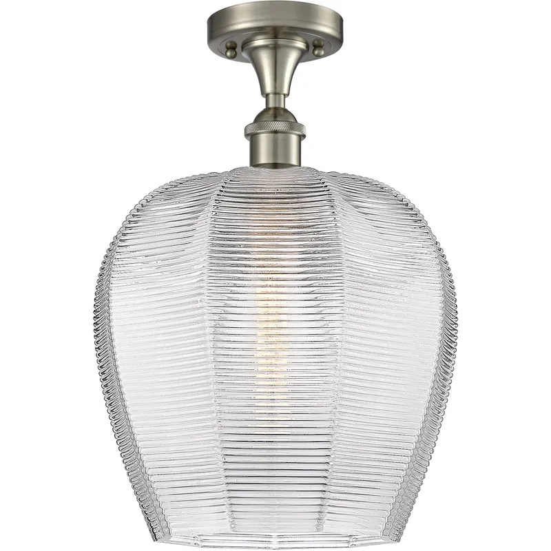Ballston Norfolk LED 11.75 inch Brushed Satin Nickel Semi-Flush Mount Ceiling Light in Clear Glass