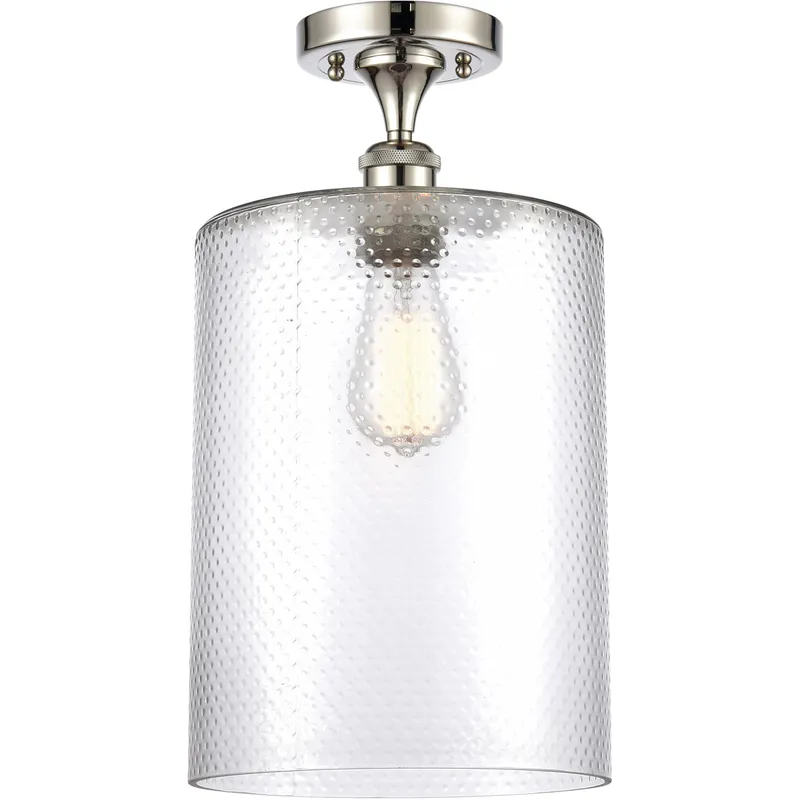 Ballston Large Cobbleskill 1 Light 9 inch Polished Nickel Semi-Flush Mount Ceiling Light in Clear Glass, Ballston
