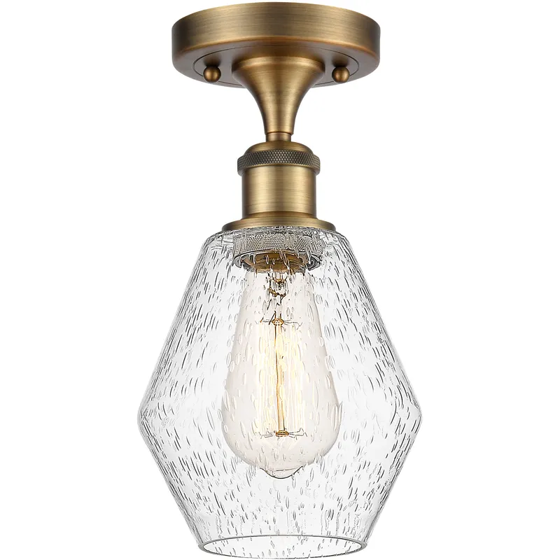 Ballston Cindyrella LED 6 inch Brushed Brass Semi-Flush Mount Ceiling Light in Seedy Glass