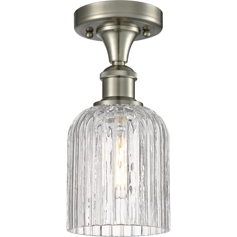 Bridal Veil 1 Light 5 inch Satin Nickel Semi-Flush Mount Ceiling Light in Clear
