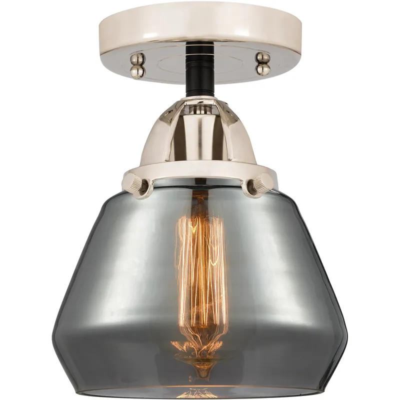 Nouveau 2 Fulton 1 Light 7 inch Black Polished Nickel Semi-Flush Mount Ceiling Light in Plated Smoke Glass