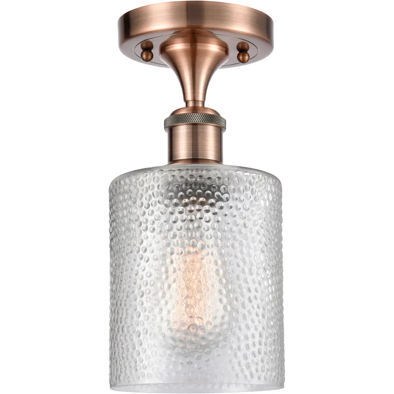 Cobbleskill 1 Light 5 inch Antique Copper Semi-Flush Mount Ceiling Light in Clear Glass