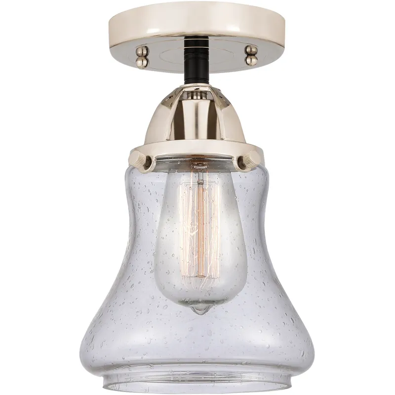 Nouveau 2 Bellmont 1 Light 6 inch Black Polished Nickel Semi-Flush Mount Ceiling Light in Seedy Glass