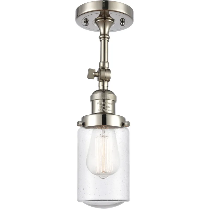 Franklin Restoration Dover LED 5 inch Polished Nickel Semi-Flush Mount Ceiling Light in Seedy Glass, Franklin Restoration
