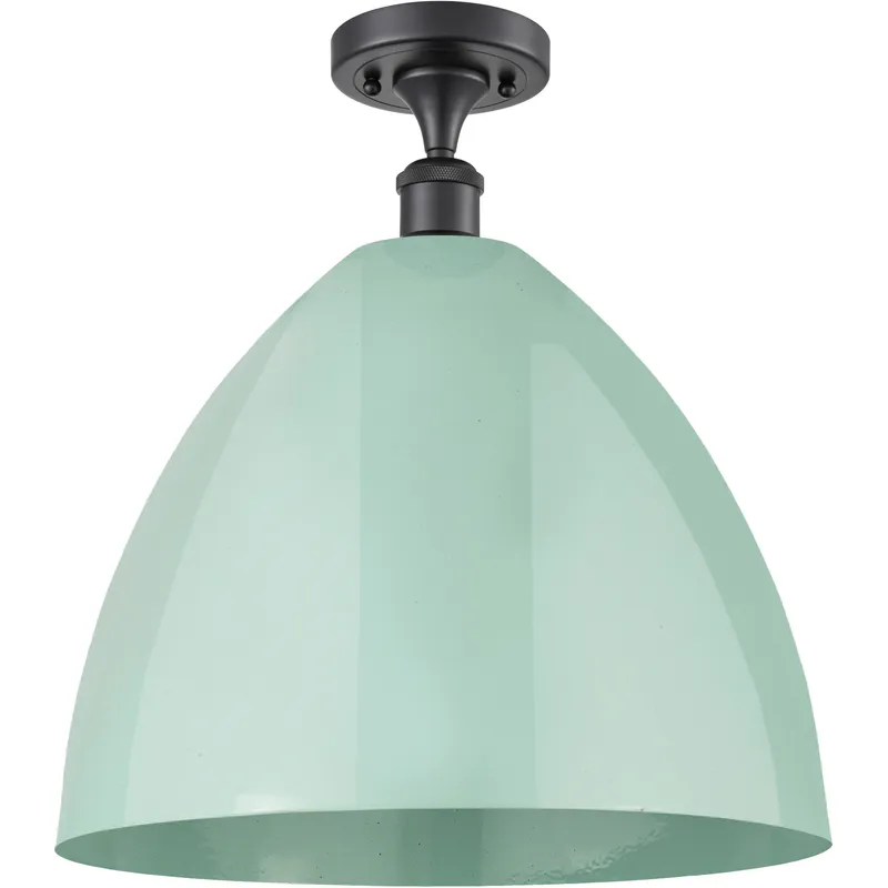 Ballston Plymouth Dome LED 16 inch Matte Black Semi-Flush Mount Ceiling Light in Matte Seafoam