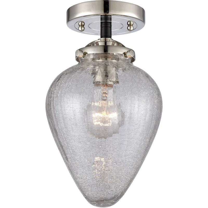 Nouveau Geneseo 1 Light 7 inch Black Polished Nickel Semi-Flush Mount Ceiling Light, Nouveau