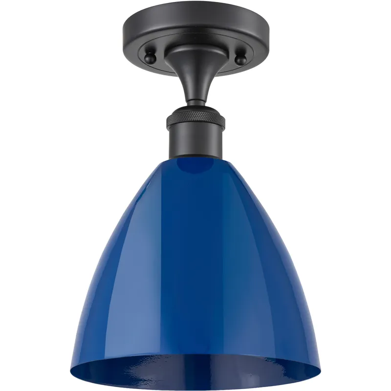 Ballston Plymouth Dome LED 7.5 inch Matte Black Semi-Flush Mount Ceiling Light in Matte Blue