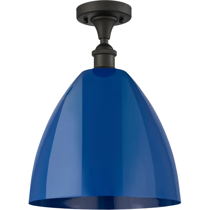 Ballston Plymouth Dome LED 12 inch Oil Rubbed Bronze Semi-Flush Mount Ceiling Light in Matte Blue