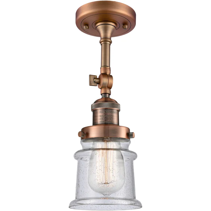 Franklin Restoration Small Canton 1 Light 6 inch Antique Copper Semi-Flush Mount Ceiling Light in Seedy Glass, Franklin Restoration
