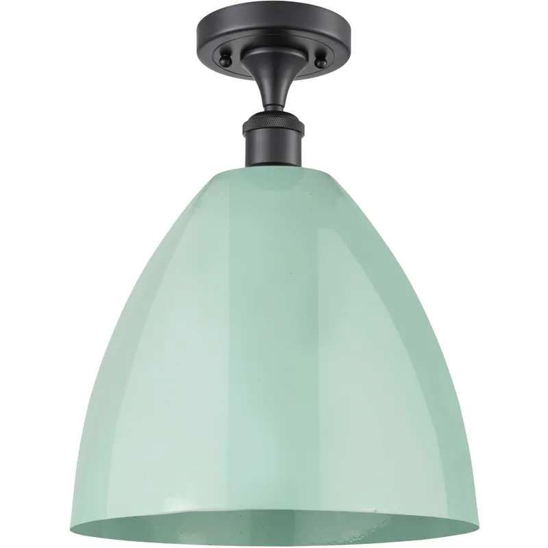 Ballston Plymouth Dome LED 12 inch Matte Black Semi-Flush Mount Ceiling Light in Matte Seafoam