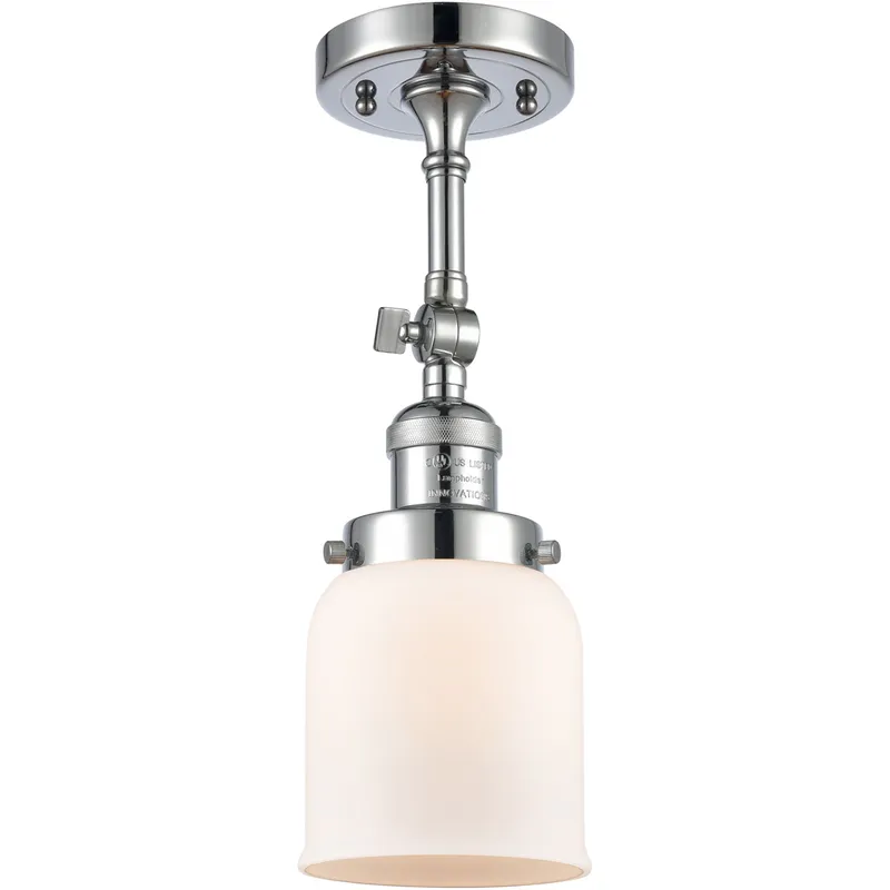 Franklin Restoration Small Bell LED 5 inch Polished Chrome Semi-Flush Mount Ceiling Light in Matte White Glass, Franklin Restoration