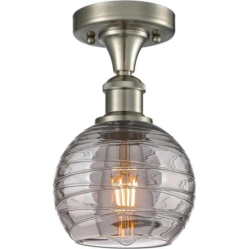 Ballston Athens Deco Swirl 1 Light 5.88 inch Brushed Satin Nickel Semi-Flush Mount Ceiling Light