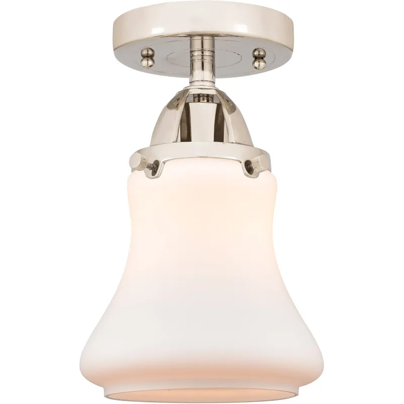 Nouveau 2 Bellmont 1 Light 6 inch Polished Nickel Semi-Flush Mount Ceiling Light in Matte White Glass
