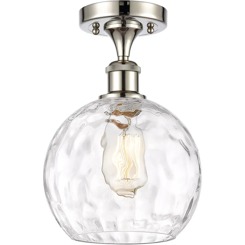 Ballston Athens Water Glass 1 Light 8 inch Polished Nickel Semi-Flush Mount Ceiling Light