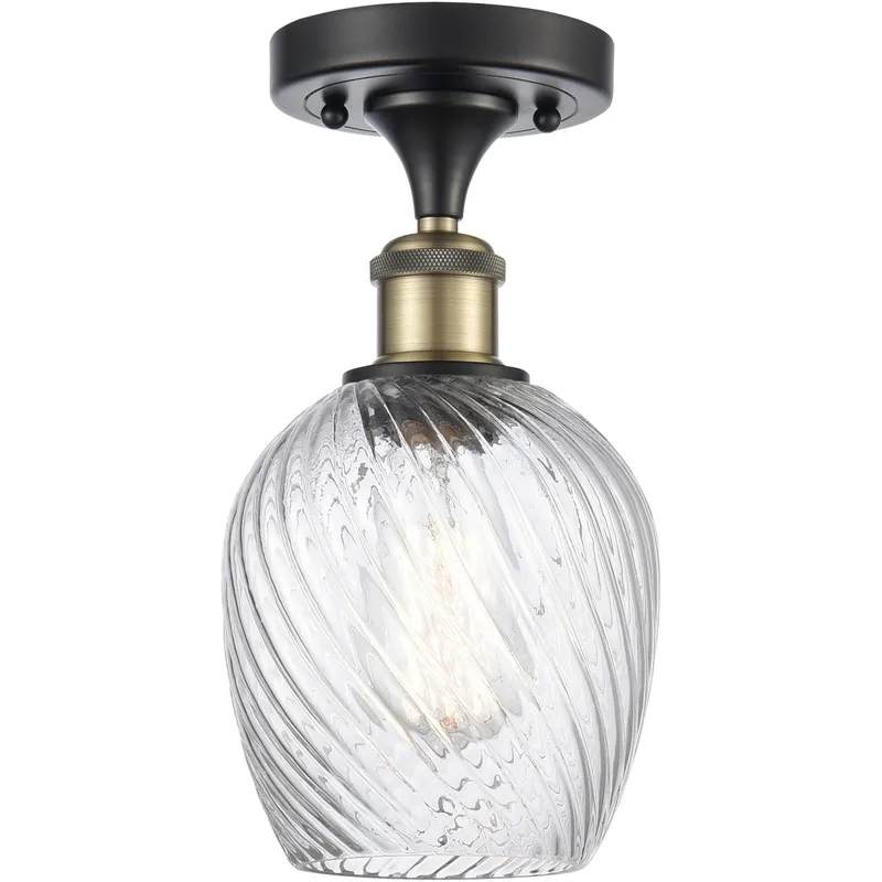 Ballston Salina 1 Light 5 inch Black Antique Brass Semi-Flush Mount Ceiling Light, Ballston