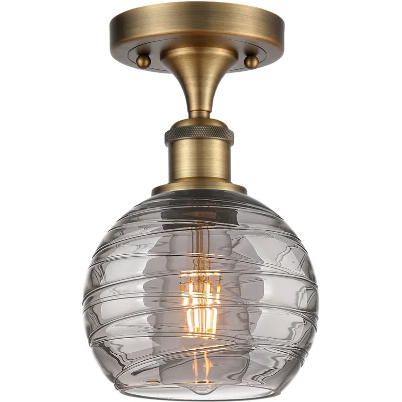 Ballston Athens Deco Swirl 1 Light 5.88 inch Brushed Brass Semi-Flush Mount Ceiling Light