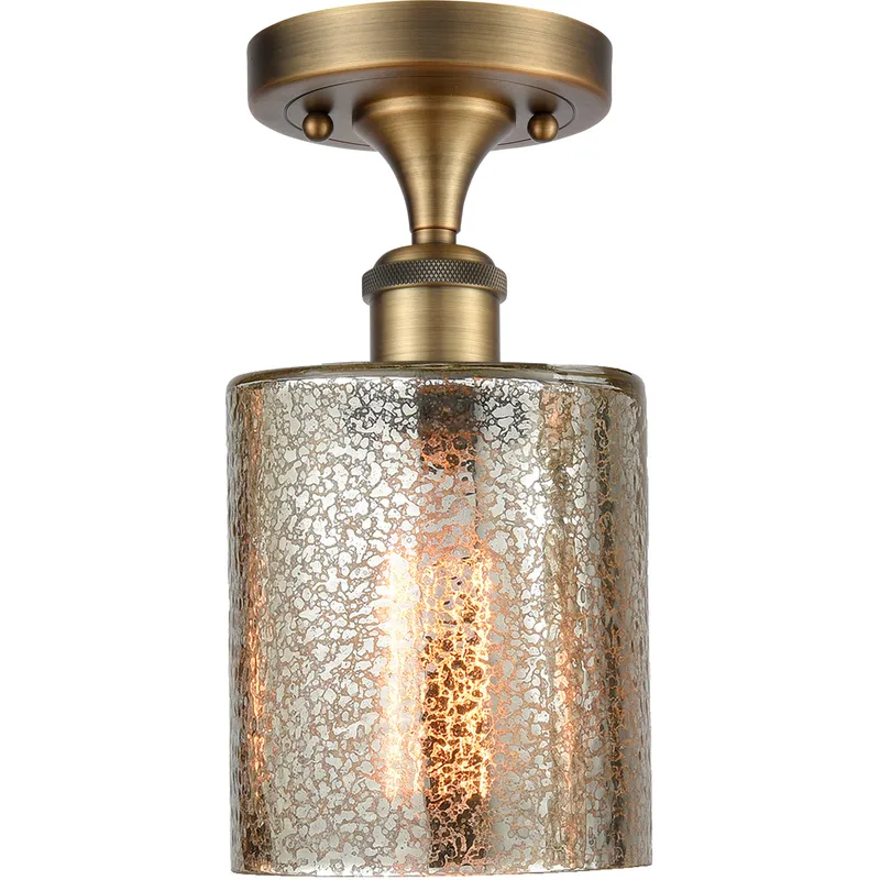 Cobbleskill 1 Light 5 inch Brushed Brass Semi-Flush Mount Ceiling Light in Mercury Glass
