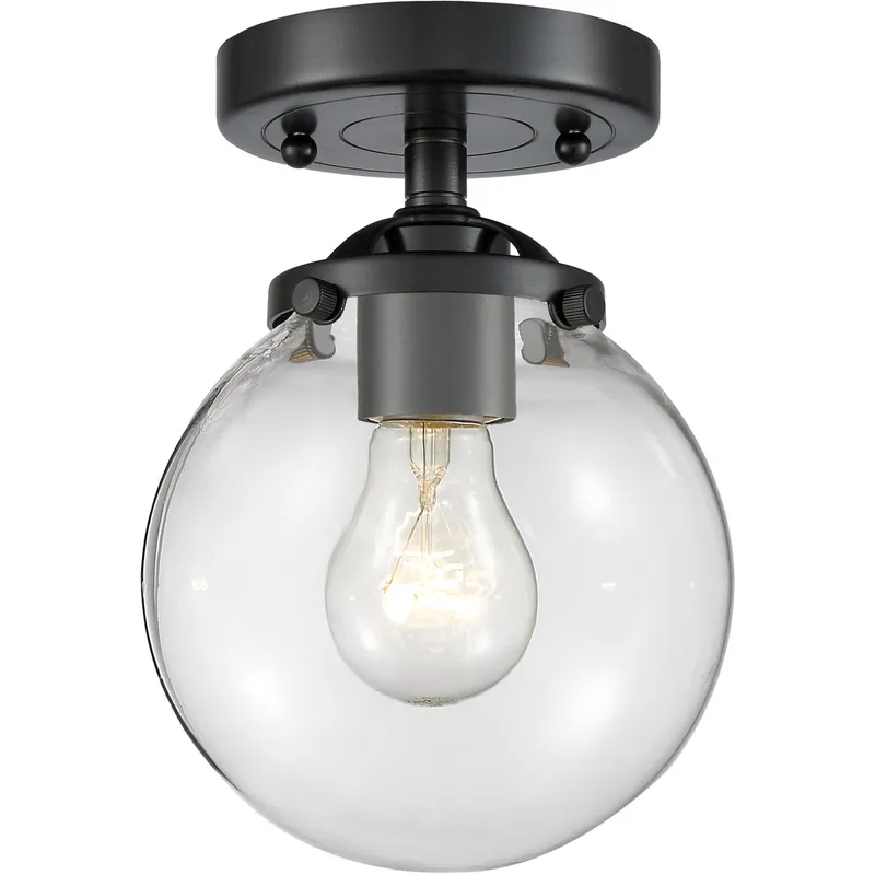 Nouveau Beacon LED 6 inch Oil Rubbed Bronze Semi-Flush Mount Ceiling Light in Clear Glass, Nouveau