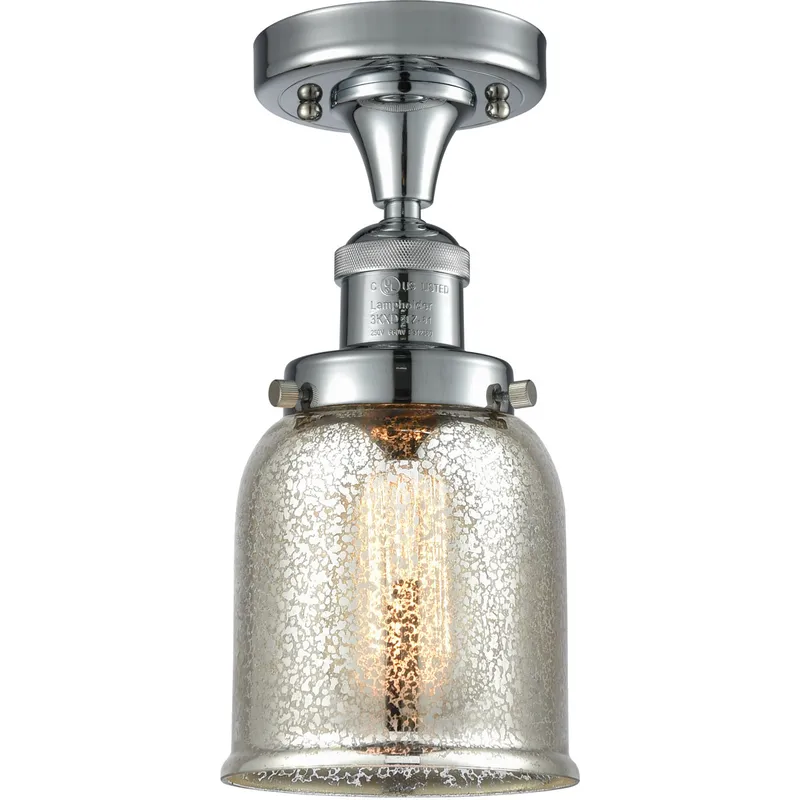 Franklin Restoration Small Bell 1 Light 5 inch Polished Chrome Semi-Flush Mount Ceiling Light in Silver Plated Mercury Glass, Franklin Restoration