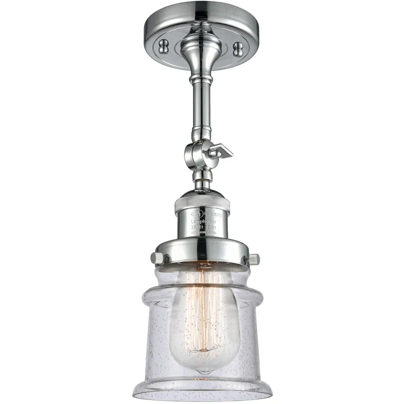 Franklin Restoration Small Canton 1 Light 6 inch Polished Chrome Semi-Flush Mount Ceiling Light in Seedy Glass, Franklin Restoration