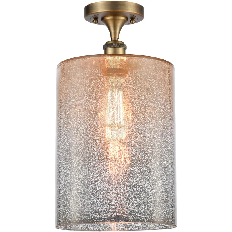 Ballston Large Cobbleskill 1 Light 9 inch Brushed Brass Semi-Flush Mount Ceiling Light in Mercury Glass, Ballston