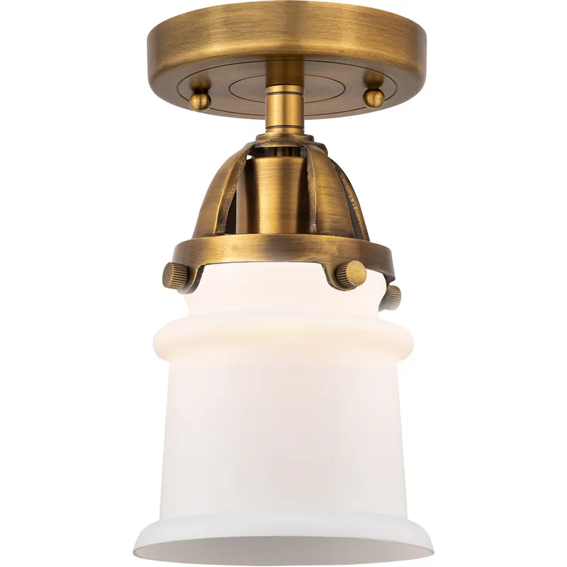 Nouveau 2 Small Canton 1 Light 5 inch Brushed Brass Semi-Flush Mount Ceiling Light in Matte White Glass