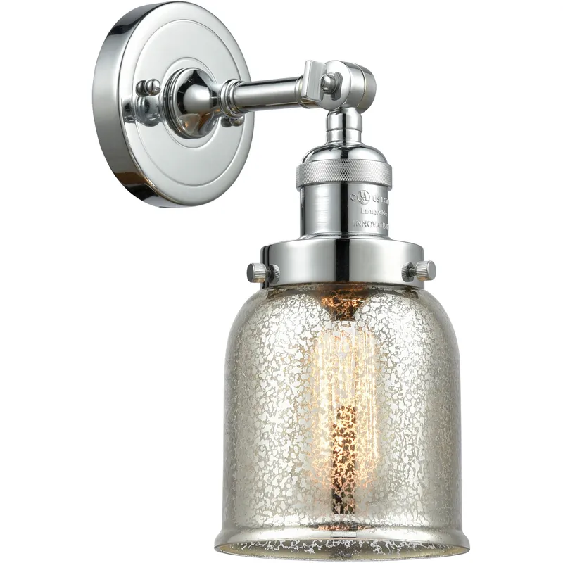 Franklin Restoration Small Bell 1 Light 5 inch Polished Chrome Semi-Flush Mount Ceiling Light in Silver Plated Mercury Glass, Franklin Restoration