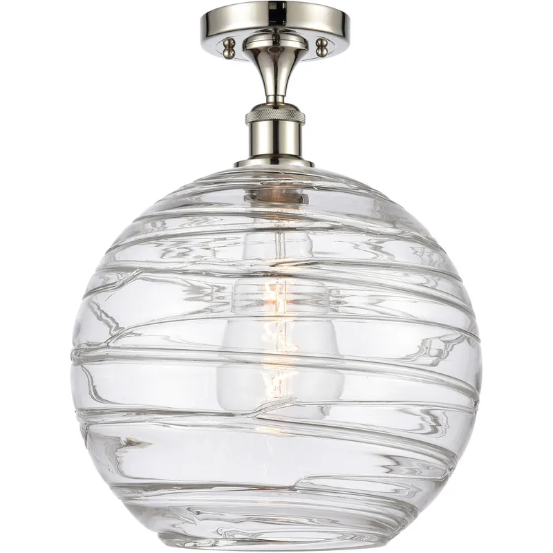 Ballston X-Large Deco Swirl 1 Light 12 inch Polished Nickel Semi-Flush Mount Ceiling Light, Ballston