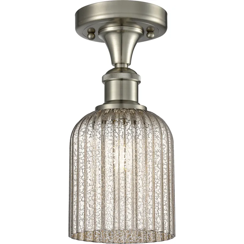 Bridal Veil 1 Light 5 inch Satin Nickel Semi-Flush Mount Ceiling Light in Mercury Glass