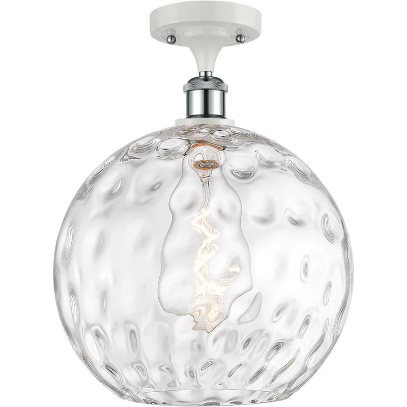 Ballston Athens Water Glass LED 12 inch White and Polished Chrome Semi-Flush Mount Ceiling Light