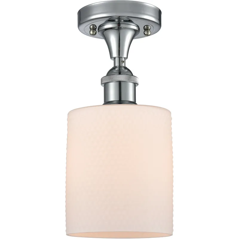 Ballston Cobbleskill 1 Light 5 inch Polished Chrome Semi-Flush Mount Ceiling Light in Matte White Glass, Ballston