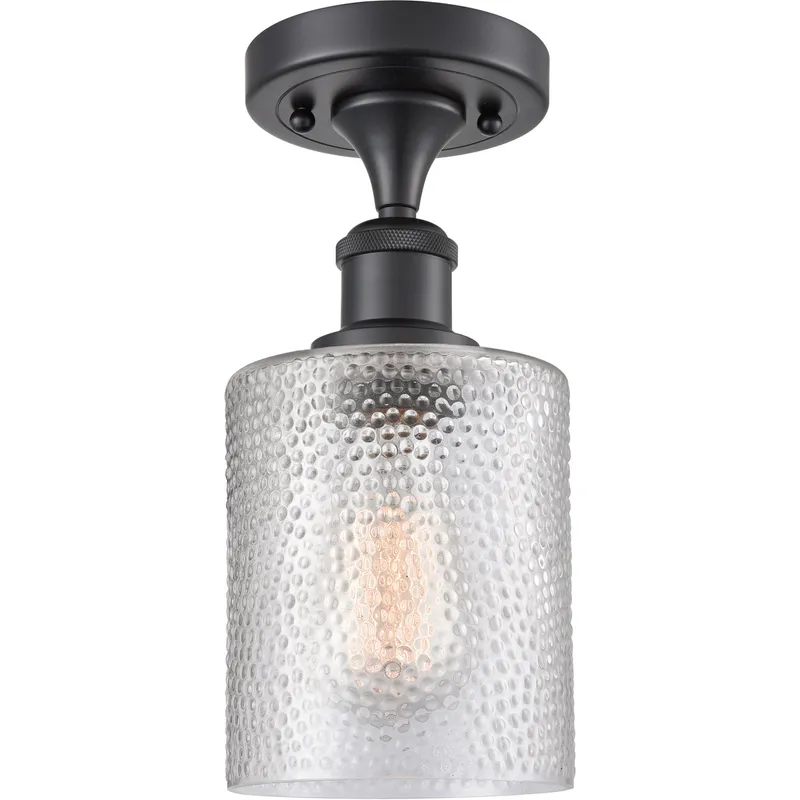 Ballston Cobbleskill 1 Light 5 inch Matte Black Semi-Flush Mount Ceiling Light in Clear Glass, Ballston