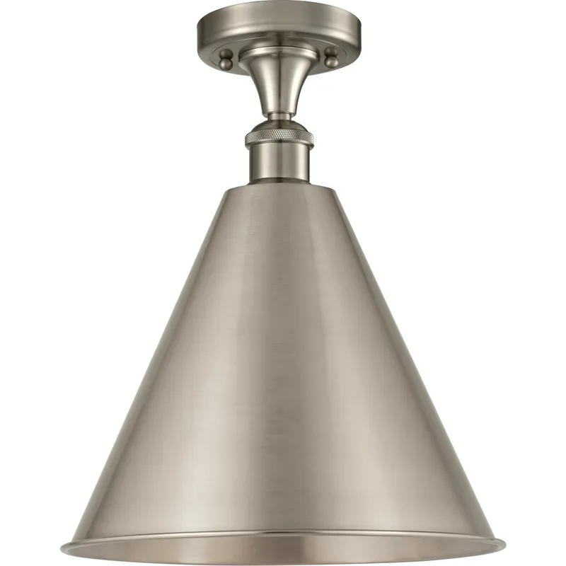 Ballston Cone LED 16 inch Brushed Satin Nickel Semi-Flush Mount Ceiling Light