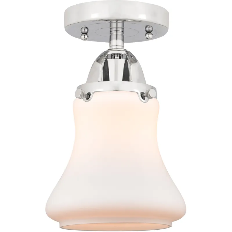 Nouveau 2 Bellmont 1 Light 6 inch Polished Chrome Semi-Flush Mount Ceiling Light in Matte White Glass