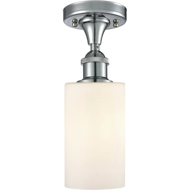 Edison Clymer 1 Light 3.88 inch Polished Chrome Semi-Flush Mount Ceiling Light in Matte White Glass