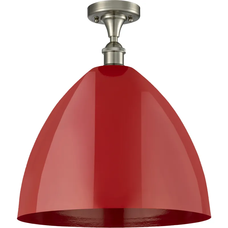 Ballston Plymouth Dome LED 16 inch Brushed Satin Nickel Semi-Flush Mount Ceiling Light in Matte Red