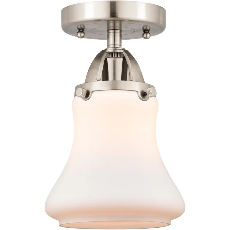 Nouveau 2 Bellmont 1 Light 6 inch Brushed Satin Nickel Semi-Flush Mount Ceiling Light in Matte White Glass