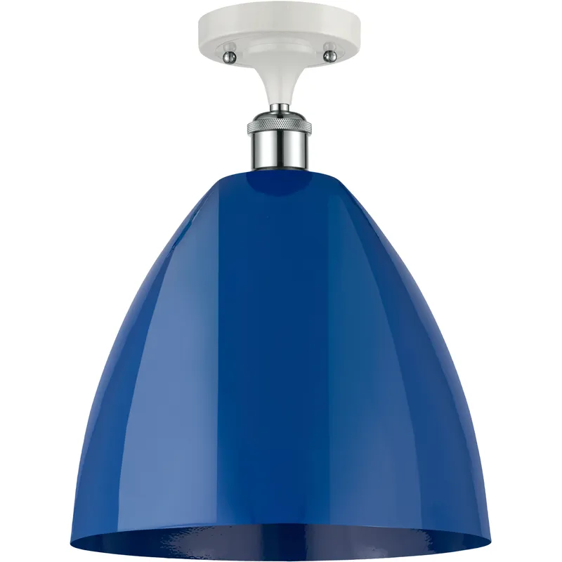 Ballston Plymouth Dome LED 12 inch White and Polished Chrome Semi-Flush Mount Ceiling Light in Matte Blue
