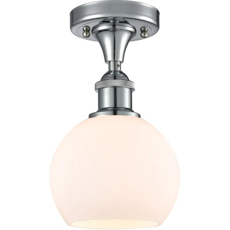 Ballston Athens LED 6 inch Polished Chrome Semi-Flush Mount Ceiling Light in Matte White Glass