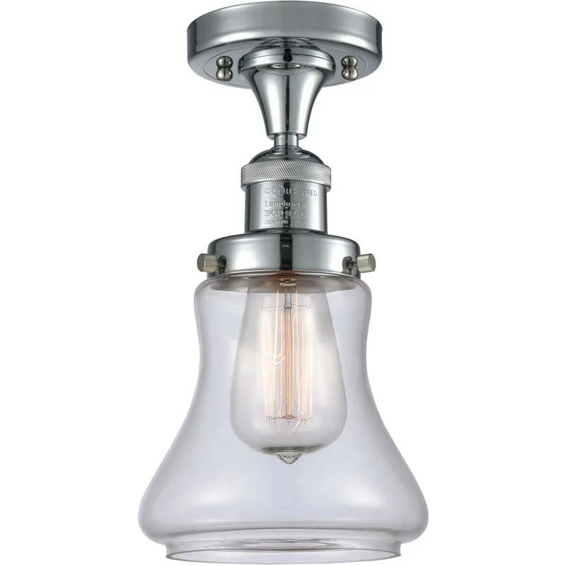Franklin Restoration Bellmont LED 6.25 inch Polished Chrome Semi-Flush Mount Ceiling Light in Clear Glass, Franklin Restoration