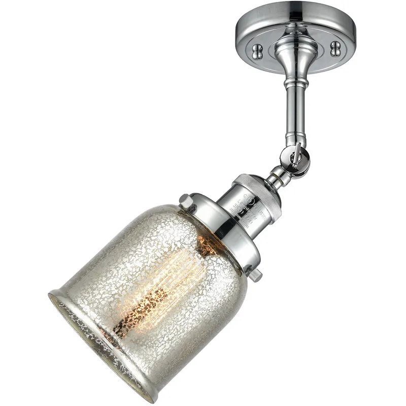 Franklin Restoration Small Bell LED 5 inch Polished Chrome Semi-Flush Mount Ceiling Light in Silver Plated Mercury Glass, Franklin Restoration