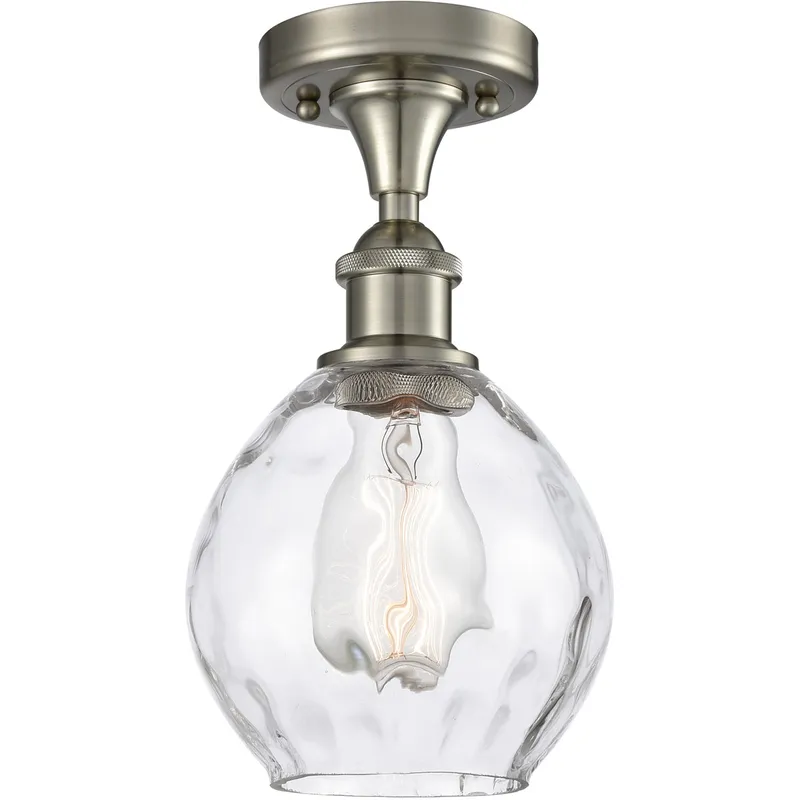 Ballston Small Waverly LED 6 inch Brushed Satin Nickel Semi-Flush Mount Ceiling Light, Ballston