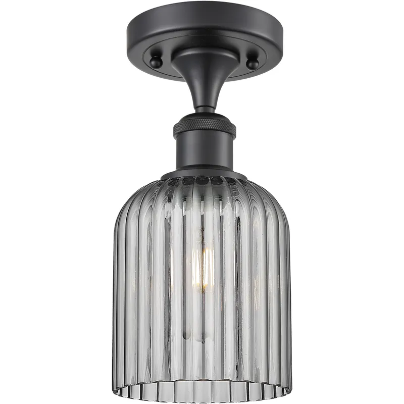 Bridal Veil 1 Light 5 inch Matte Black Semi-Flush Mount Ceiling Light in Light Smoke Glass